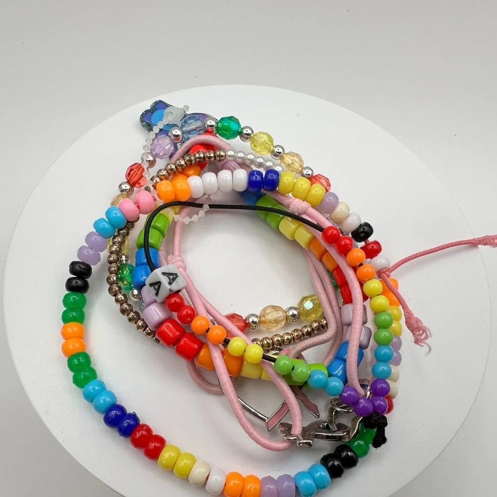 Vintage 90s Y2K Kandi Beaded Bracelet‎ Lot Stitch Charm Women's Classic Jewelry